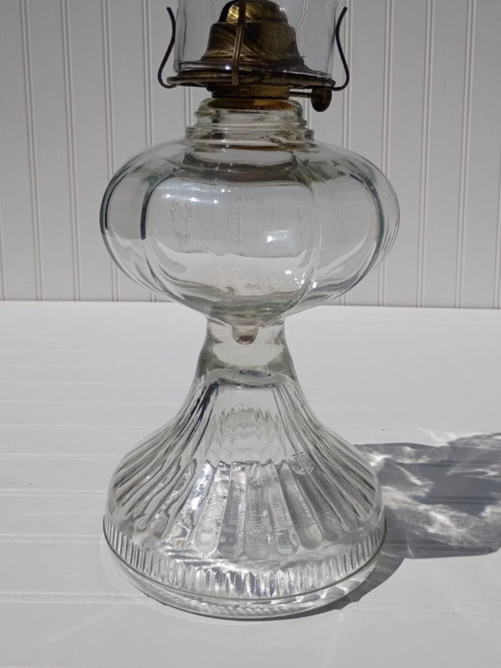 Vintage Anchor Hocking Clear Glass Kerosene Oil Lamp 18